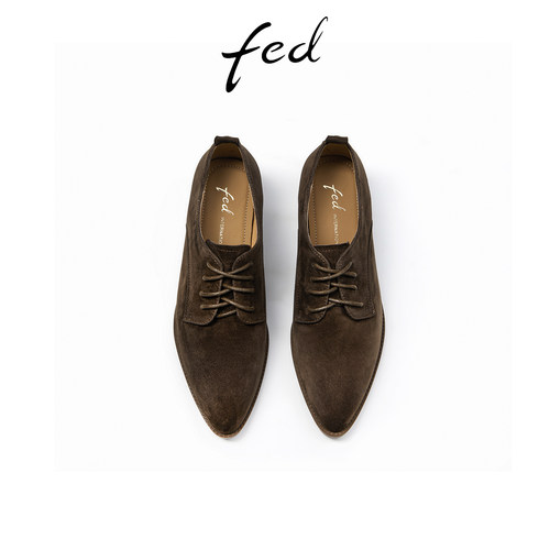 fed深口单鞋冬季新款靴子尖头系带复古鞋粗跟裸靴女R1002-ZFA905 - 图0