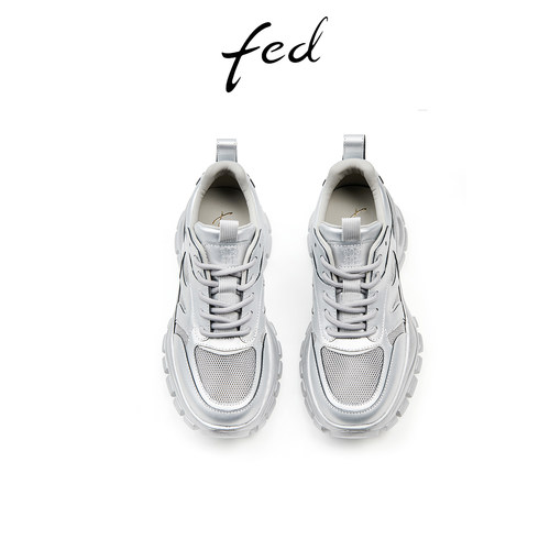 fed商场同款银色老爹鞋夏季新款女鞋增高鞋透气休闲鞋D0423-YA933 - 图1