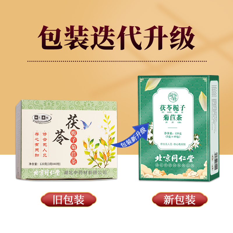 3盒装北京同仁堂茯苓栀子菊苣茶养生茶饮尿酸高独立包装茶包 - 图0