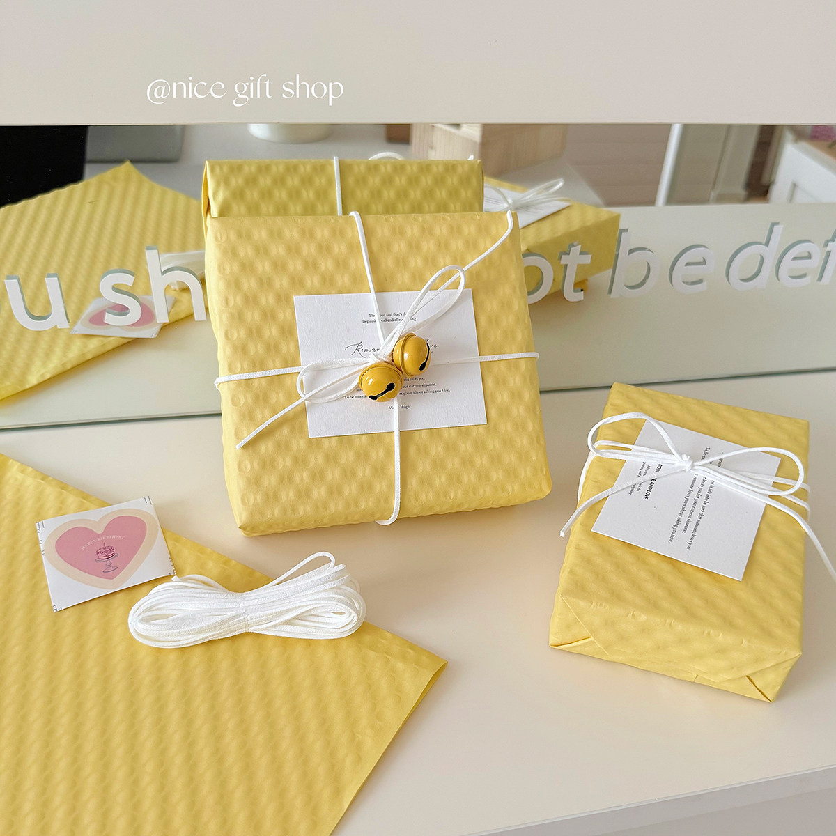 Ins wind milk yellow puff embossed paper holiday gift wrapping paper flowers baking packaging kraft paper out of jam