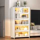 Кремовый книжный шкаф, многослойная книжная полка, система хранения, стеклянная коробочка для хранения