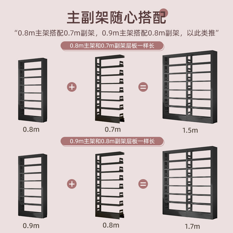 图书馆书架家用钢制落地置物架儿童绘本架多层书柜收纳盒筐书籍架 - 图2