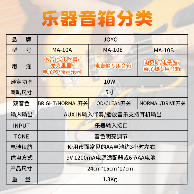 JOYO贝斯音箱ma10电木吉他电吹管音箱贝斯鼓乐器便携迷你弹唱音响 - 图2