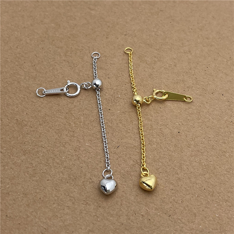 S925纯银调节扣抽拉式延长链尾链 DIY配件珍珠项链搭扣银扣子爱心,淘宝优惠券,粉丝福利购,淘宝优惠卷