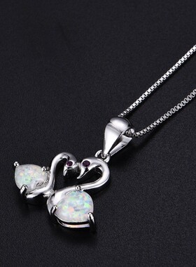 新款欧美热卖亚马逊两只天鹅吊坠海洋之心项链时尚配件饰品