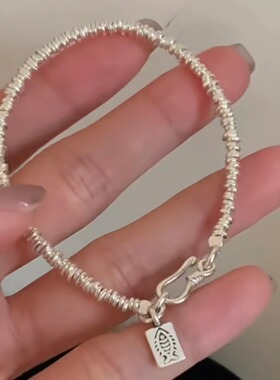 新中式小鱼盘缠仿碎银子手链女款