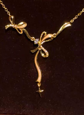 超闪灵动蝴蝶结项链秋冬毛衣链