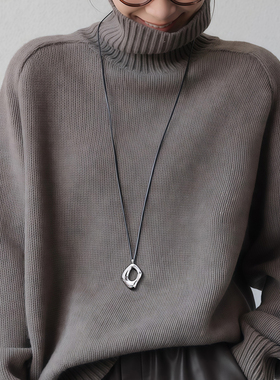 银色吊坠黑绳项链女秋冬百搭配饰