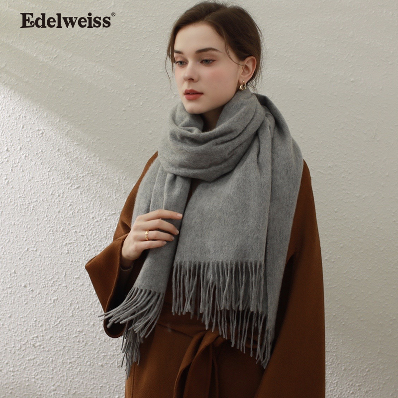 雪绒花Edelweiss秋冬新款羊绒围巾加厚保暖长款情侣围脖送礼礼盒 - 图2