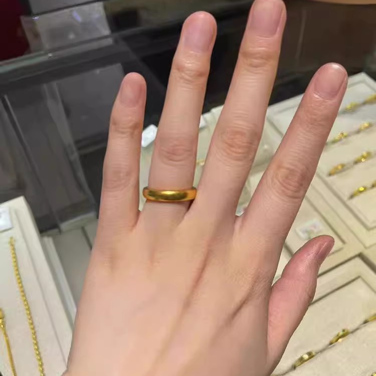 金包银泥鳅背戒指女古法磨砂素圈亮面闭口指环情侣对戒生日礼物女