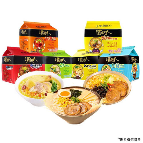 汤达人日式豚骨酸辣海鲜韩式罗宋五合一整箱袋面速食泡面方便面 - 图2