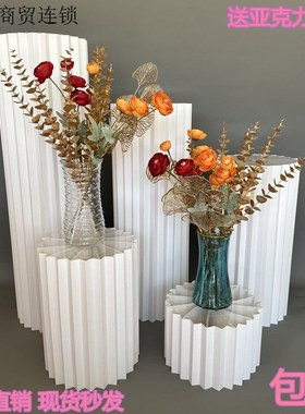 【萤火之灯】直播背景装饰折叠圆柱纸质罗马柱折柱路引摆件