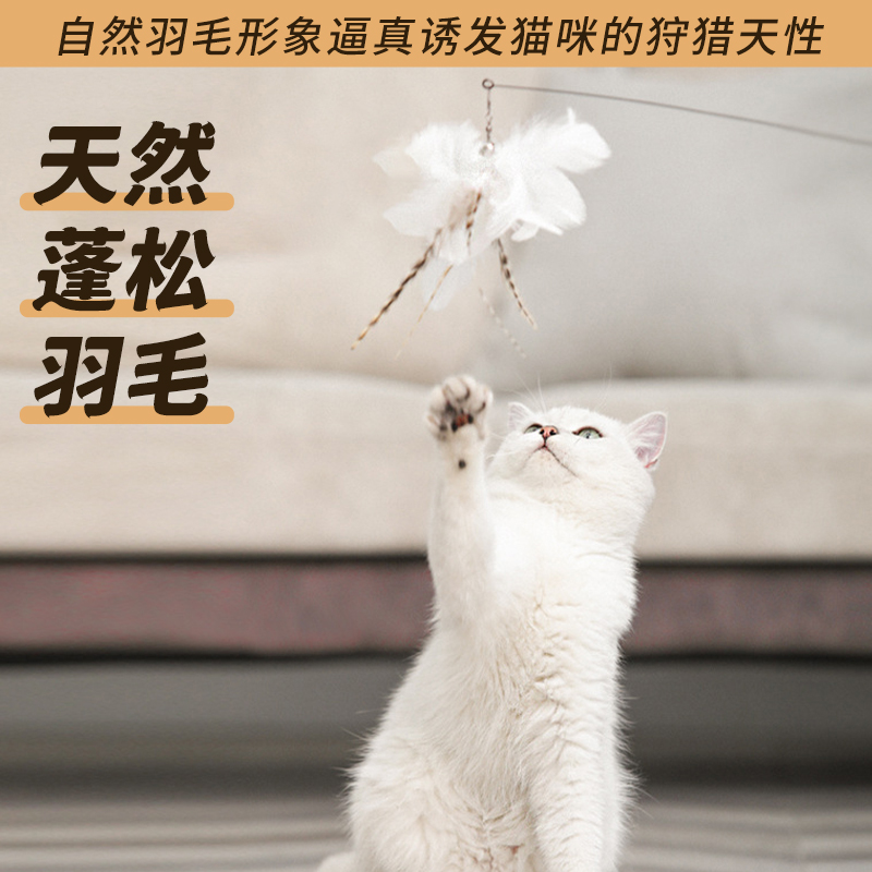 吸盘逗猫棒猫咪玩具用品自嗨解闷耐咬长杆钢丝自动逗猫羽毛替换头-图0