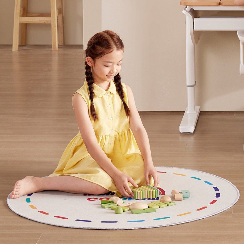 七色花彩虹地垫卡通可爱圆形字母加厚防滑书房儿童桌椅地毯,淘宝优惠券,粉丝福利购,淘宝优惠卷