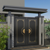 Aluminum Alloy Villa Courtyard Gate Double Open Iron Door Building Finely Carved Garden Door Self-built Room Courtyard Door Wall Door Customisation