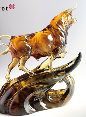 琉园(tittot)琉璃牛摆件得志