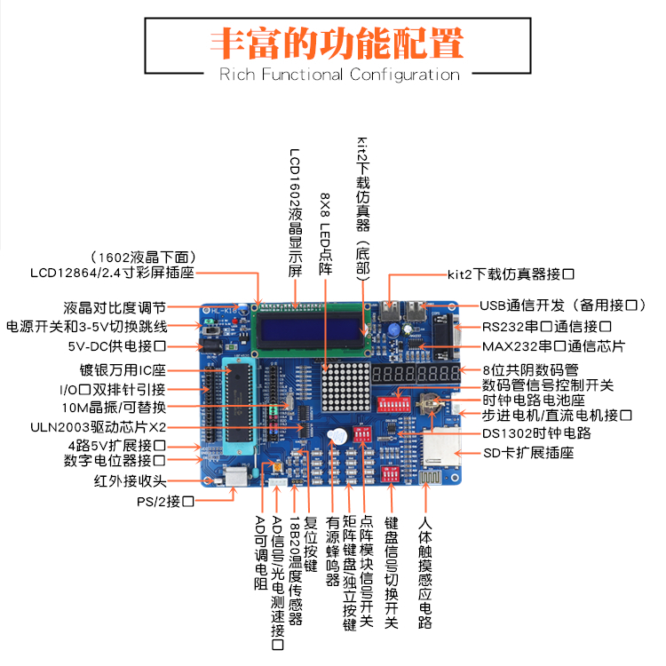 PIC18F4520 PIC开发板单片机学习板兼容PIC16F877A单片机开发板-图0