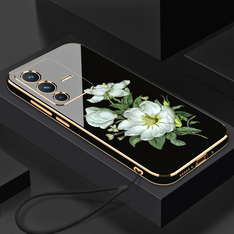 电镀茉莉花VIVOS12手机壳全包镜头VIVO硅胶防摔S12Pro个性简约vivoS12pro时尚创意S12新品新款软壳保护套