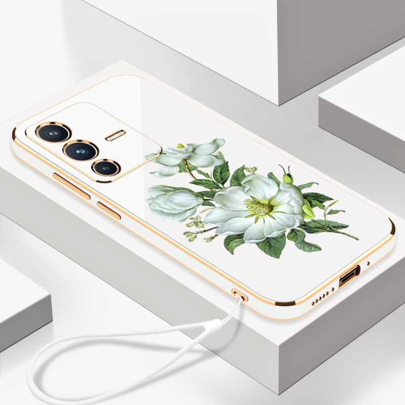 电镀茉莉花VIVOS12手机壳全包镜头VIVO硅胶防摔S12Pro个性简约vivoS12pro时尚创意S12新品新款软壳保护套