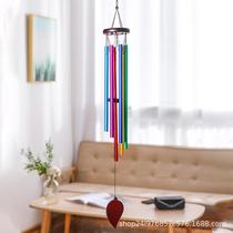 Customize Suzuzuo American and European Pine Wood Metal Six Color Aluminum Tube Wind Bell Hanging Decoration Handicraft Home Shop Decoration