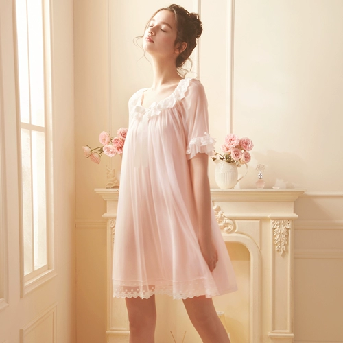 Кружевная летняя пижама, тонкая милая сексуальная юбка для принцессы, короткий рукав