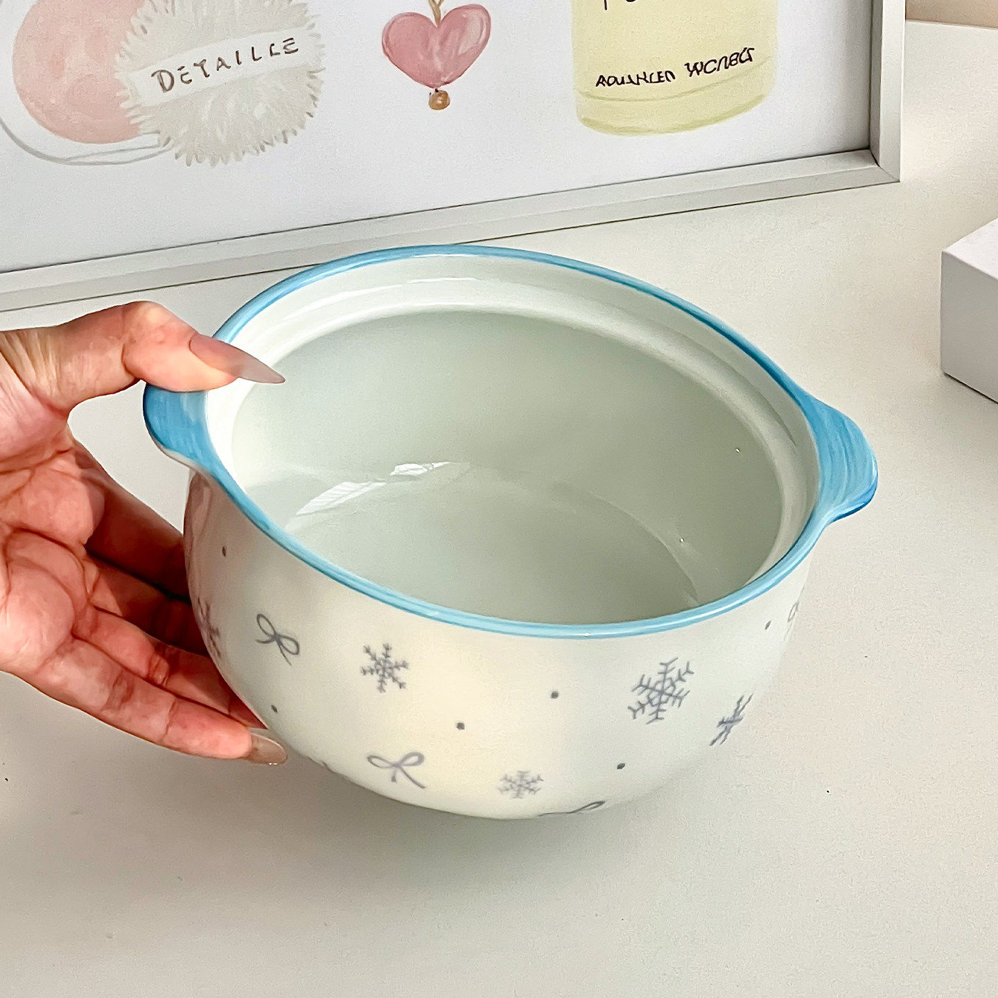 陶瓷泡面碗带盖双耳汤碗学生宿舍家用2026新款方便面碗釉下彩餐具,淘宝优惠券,粉丝福利购,淘宝优惠卷