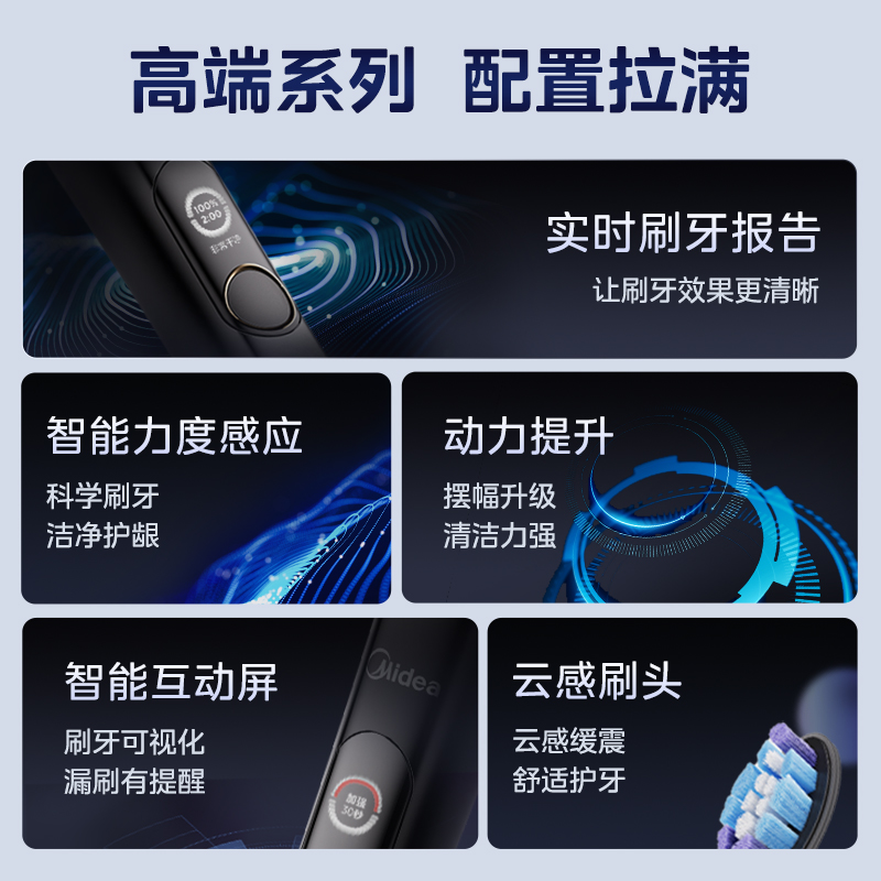 美的电动牙刷成人智能可视化互动屏充电式男女款全自动声波礼盒款