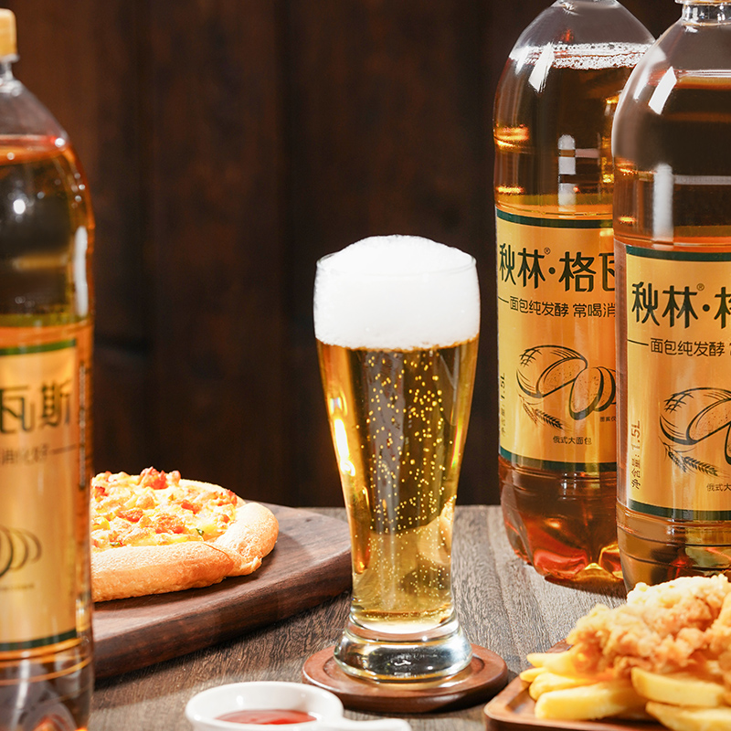 秋林格瓦斯饮料俄罗斯风味饮品低卡零脂面包发酵饮料1.5L*6大瓶装