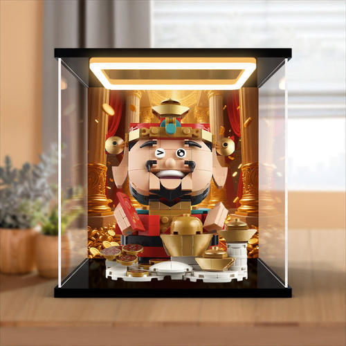 亚克力灯光收纳盒适用马年新春节日限定40864财神爷招财积木摆件 - 图0