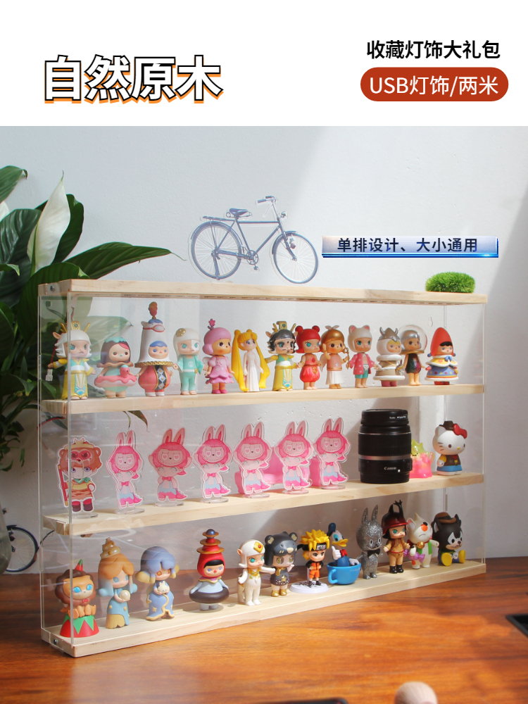 盲盒收纳展示架手办泡泡玛特展示盒收纳盒亚克力透明防尘公仔挂墙 - 图0