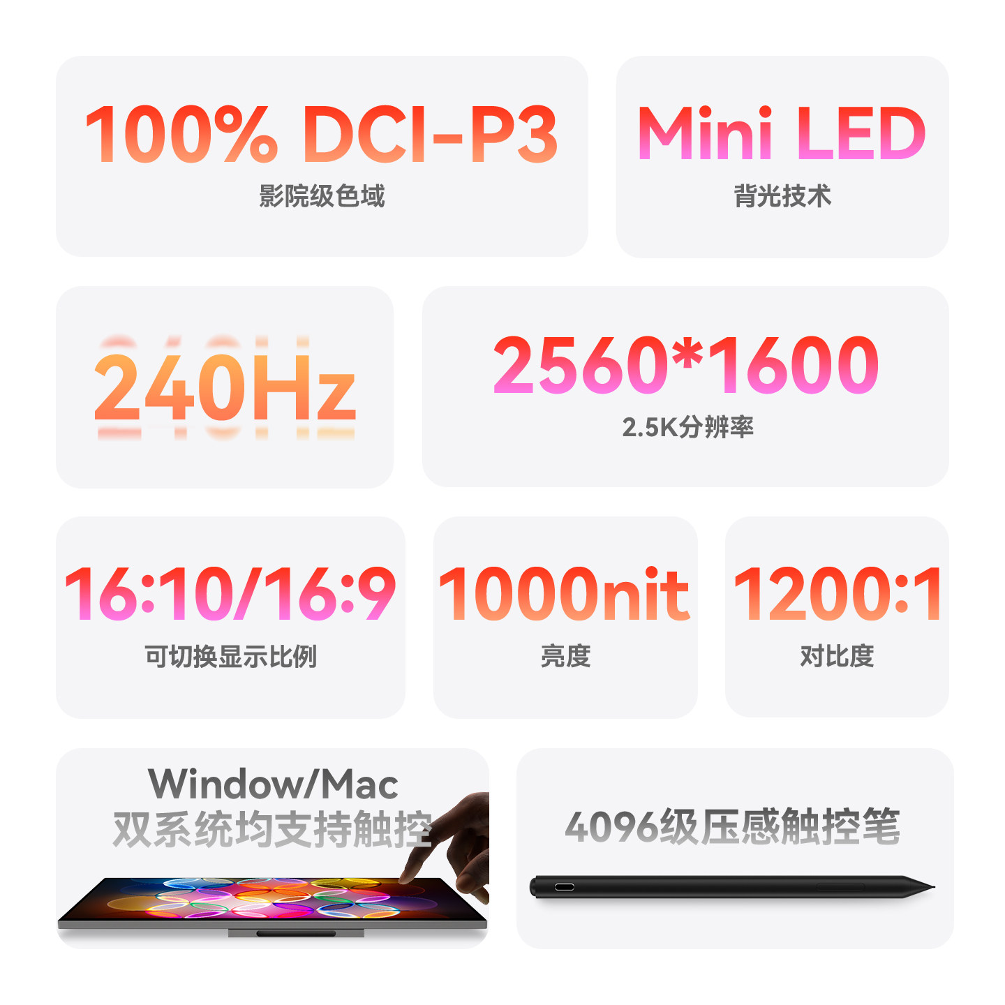 Ehomewei便携显示器2.5K240HzMiniLeD笔触直连Switch2电脑办公屏,淘宝优惠券,粉丝福利购,淘宝优惠卷