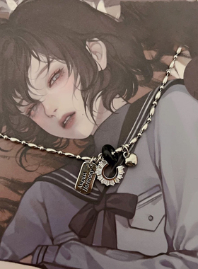 黑色爱心多吊坠项链小众高级潮设计日韩风情侣钛钢锁骨链叠戴新款