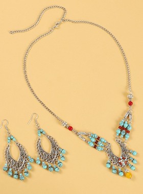 异域风情额饰头饰民族风眉心吊链复古高级感汉服古装发饰耳环配饰