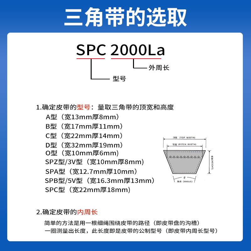 三力士三角皮带橡胶传动带SPC型4030-9000工业机器用硬线同步皮带 - 图2