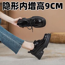 B L WALKER Inron Wind lace bright face small leather shoes women 2023 new small taller heels with thick bottom Levos shoes