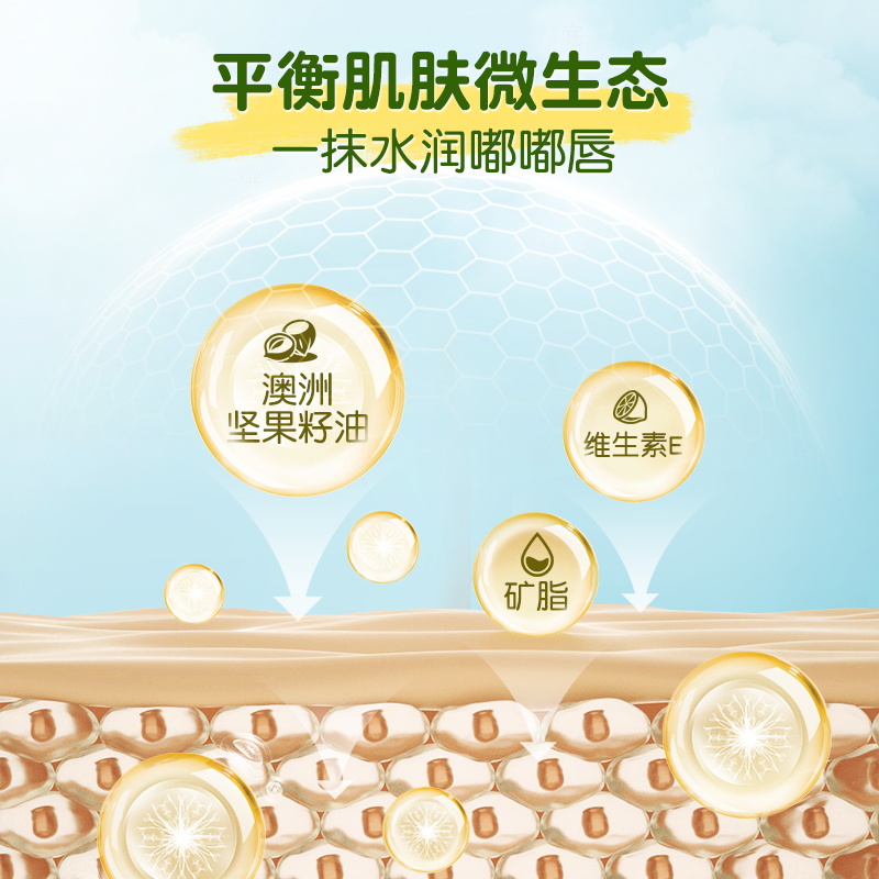 孩儿面儿童唇膏3.5g保湿滋润补水防干裂柠檬味宝宝润唇膏正品