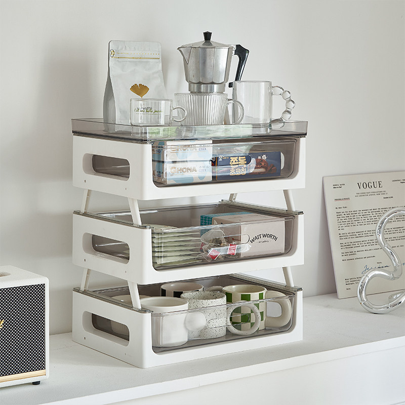 桌面杯子收纳置物架咖啡杯水杯玻璃杯收纳盒防尘抽屉式茶具整理架,淘宝优惠券,粉丝福利购,淘宝优惠卷