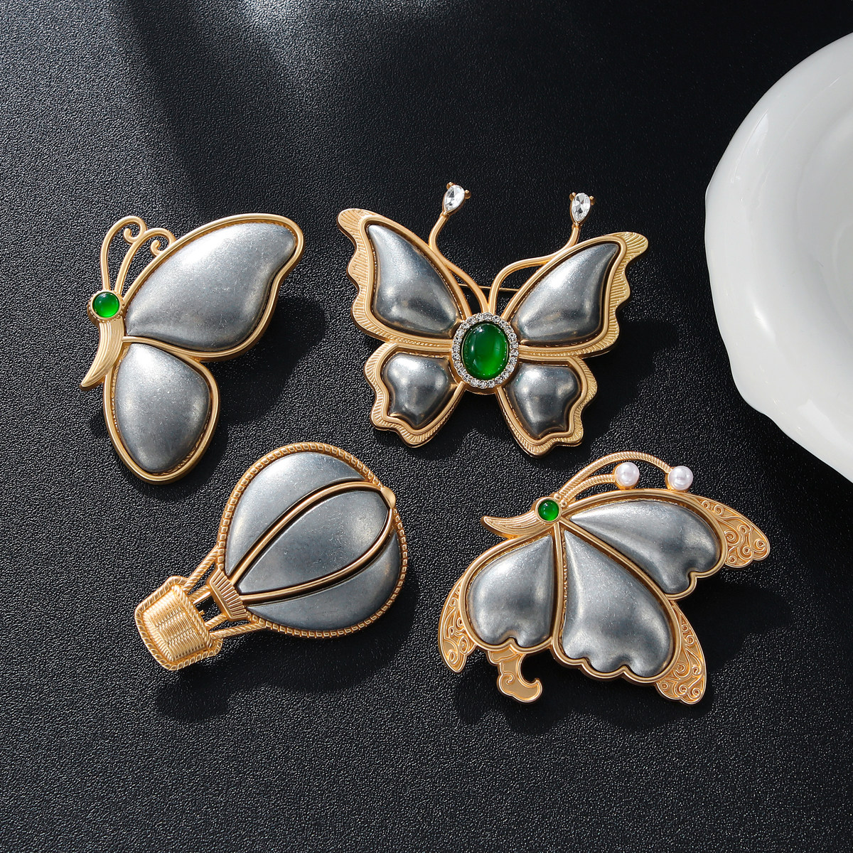 民族风动物宋锦底托带盖胸针女绿水晶蝴蝶热气球多功能别针配饰品,淘宝优惠券,粉丝福利购,淘宝优惠卷