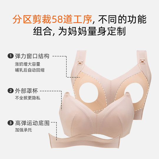 女儿腰哺乳内衣防下垂聚拢喂奶产后大胸显小文胸大码收副乳薄款女