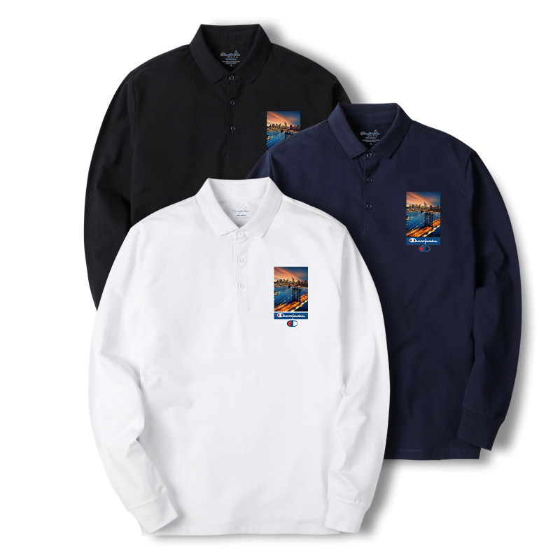 冠军说男士polo翻领长袖简约休闲 冠军说Polo衫