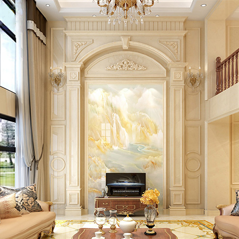 欧式别墅复式楼背景墙天然石材电视墙罗马柱岩板奢石挑高大理石,淘宝优惠券,粉丝福利购,淘宝优惠卷