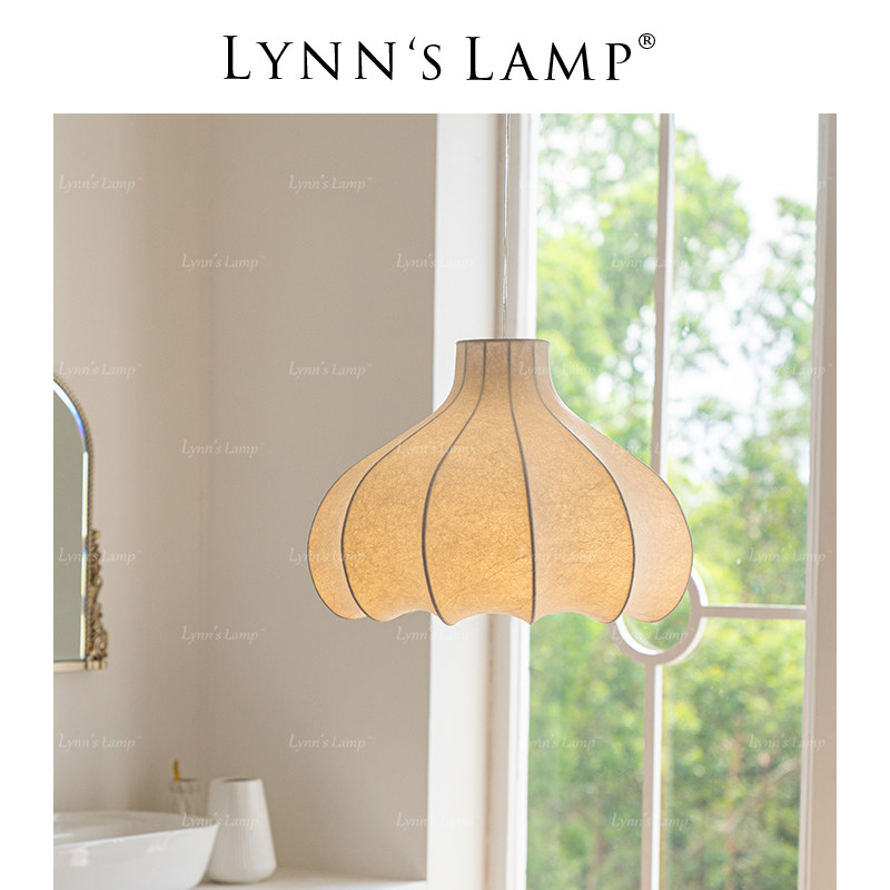 Lynn's立意中古洋葱头蚕丝吊灯卧室房间设计师日式奶油风书房灯_虎窝淘