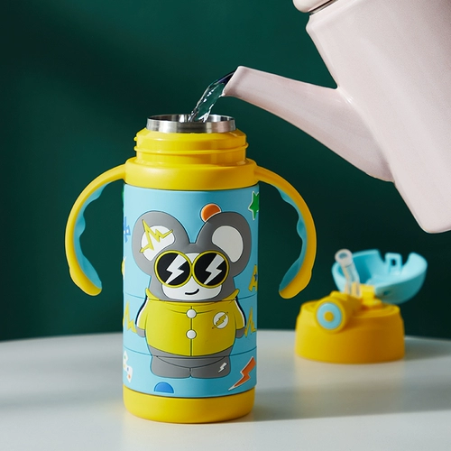 Детская трубочка, детский термос со стаканом из нержавеющей стали, портативный чайник для детского сада