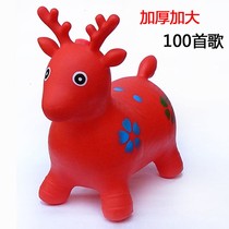 Childrens toys riding a big horse inflatable horse little deer horse rubber pimma little kids plastic bungee jumping and escalating for a ride
