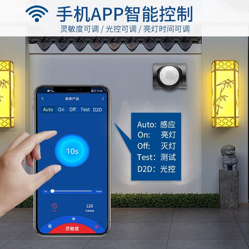 奥莱新款人体感应开关智能开关红外感应器户外防水手机WIFI版可调-图1