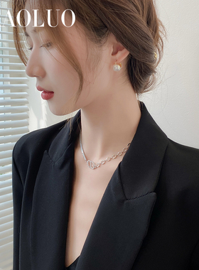 卡奥罗中性风韩国锁骨链