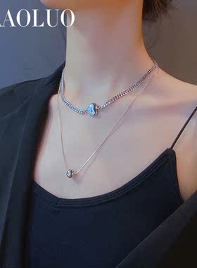 项链女轻奢小众爱心ins双层叠戴
