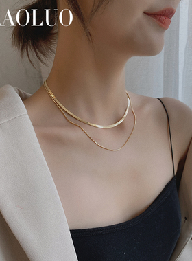 小众设计叠戴电镀14k金蛇骨链