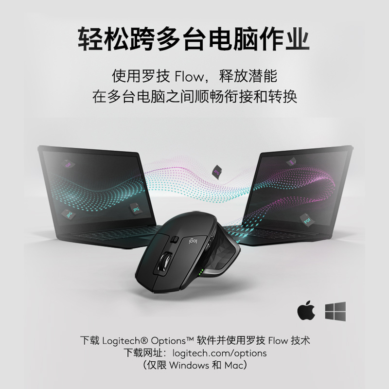 罗技大师系列MX Master2S BLE无线蓝牙鼠标商务办公笔记本电脑