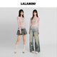 LALABOBO ສີຄີມ kitten bow ຕາຫນ່າງເສື້ອທີເຊີດ